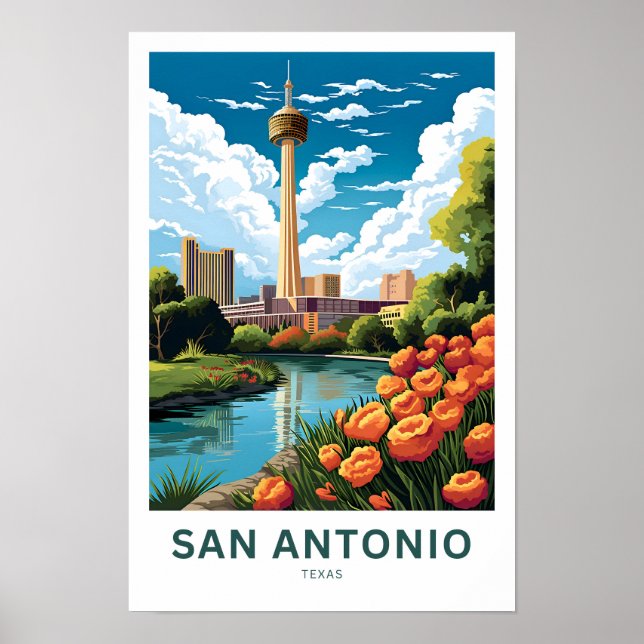 San Antonio Texas Travel Print Poster (Vorne)