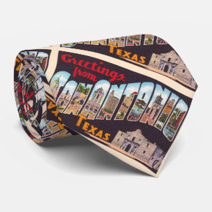 San Antonio Texas TX Vintager Großbuchstabe Postk Krawatte