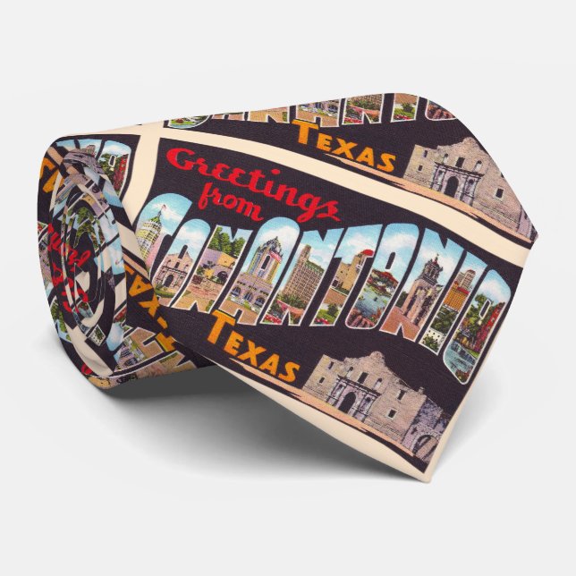 San Antonio Texas TX Vintager Großbuchstabe Postka Krawatte (Gerollt)