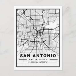 San Antonio Texas USA Travel City Map Poster Postkarte