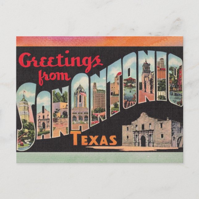 San Antonio Texas Vintage Reise Postkarte (Vorderseite)
