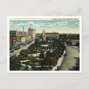 San Antonio TX Alamo Plaza, 1923 Vintag Inspiriert Postkarte