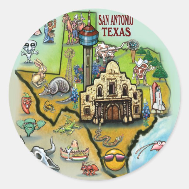 San Antonio TX Runder Aufkleber (Vorderseite)
