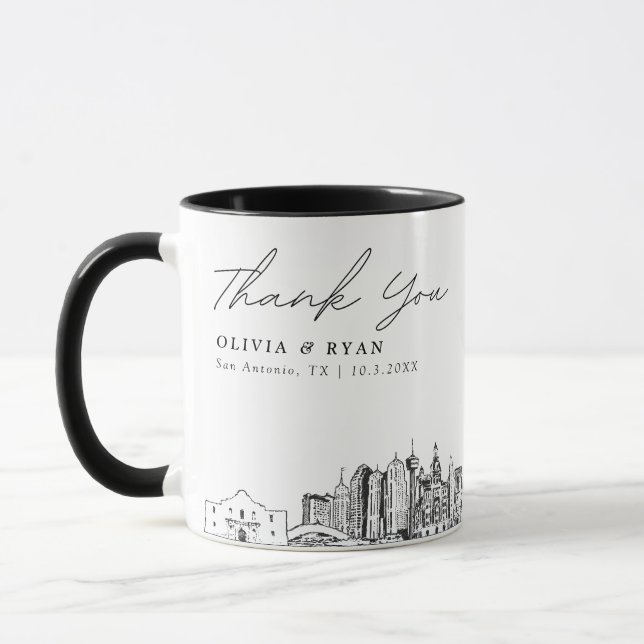 San Antonio Wedding Simple Custom Coffee Tasse (Links)