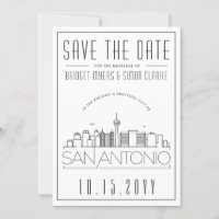 San Antonio Wedding Stylized Skyline Save the Date