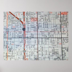 San Bernardino, affiche vintage de carte de CA