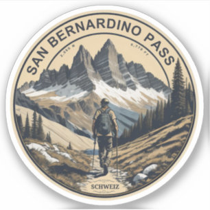 San Bernardino Gebirgspass die Schweizer Alpen Aufkleber