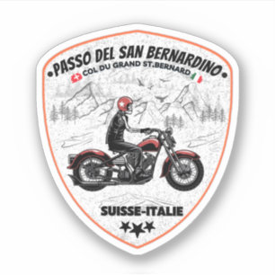 San Bernardino Pass auf dem Motorrad Schweizer Alp Aufkleber