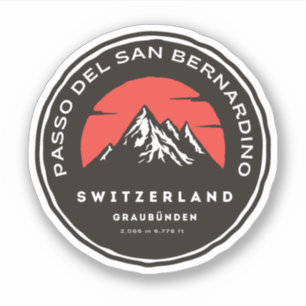San Bernardino Pass auf dem Motorrad Schweizer Alp Aufkleber