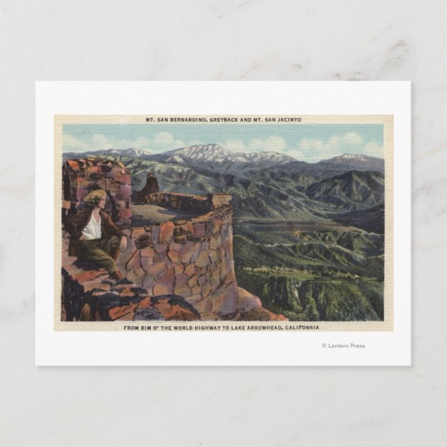 San Bernardino, Rim O' The World Hwy Postkarte (Vorderseite)
