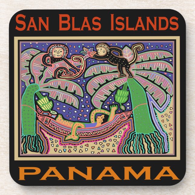 San Blas Islands Panama Mola Getränkeuntersetzer (Vorderseite)