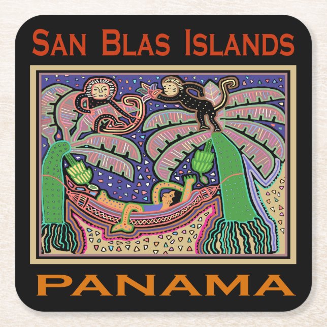 San Blas Islands Panama Mola Rechteckiger Pappuntersetzer (Vorderseite)