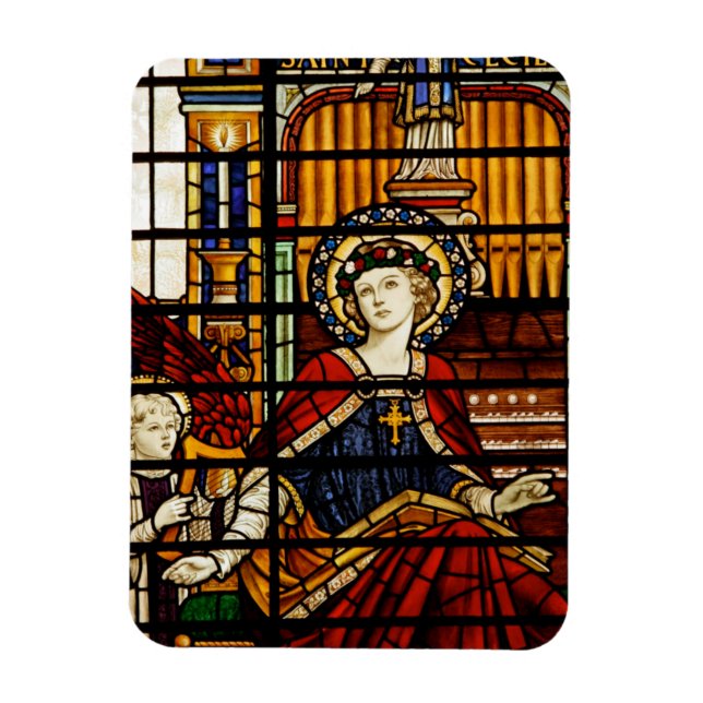 San Cecilia Schutzheilige der Musik Festes Glas Magnet (Vertikal)