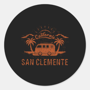 San Clemente, Ca Kalifornien Retro Vintage Surfen Runder Aufkleber
