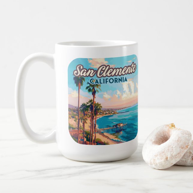 San Clemente California Beach Orange Landkreis Ret Kaffeetasse (Mit Donut)
