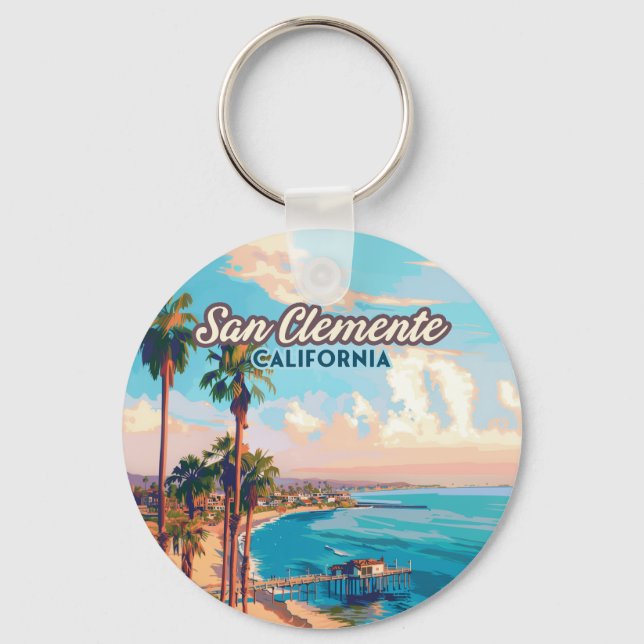 San Clemente California Beach Orange Landkreis Ret Schlüsselanhänger (Vorderseite)