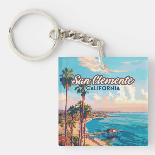 San Clemente California Beach Orange Landkreis Ret Schlüsselanhänger (Vorderseite)
