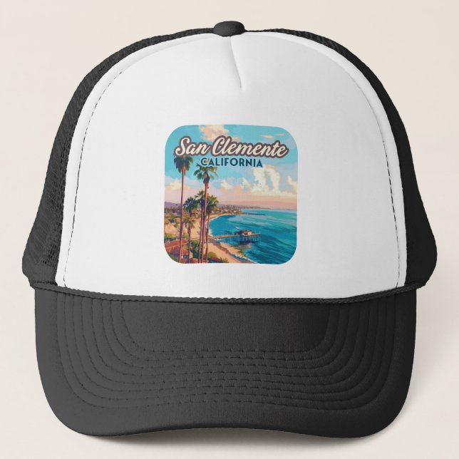 San Clemente California Beach Orange Landkreis Ret Truckerkappe (Vorderseite)