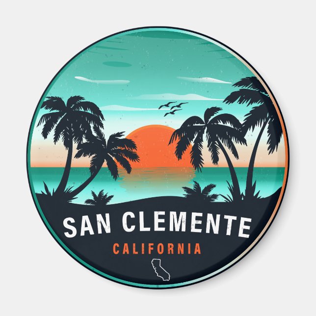 San Clemente California Retro Sunset Souvenirs 80e Magnet (Vorne)