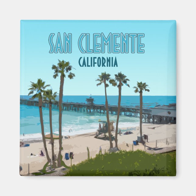 San Clemente Pier Beach California Vintag Magnet (Vorne)