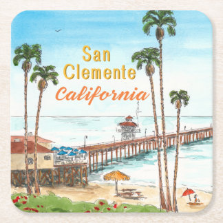 San Clemente Pier Kalifornien Rechteckiger Pappuntersetzer