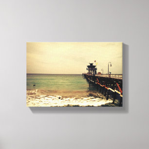 San Clemente Pier-Leinwandbrandung n Sturm Leinwanddruck