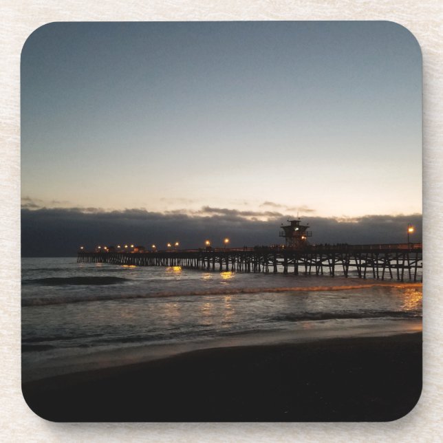 san clemente pier nachtszeit ozeanische kalifornia getränkeuntersetzer (Vorderseite)