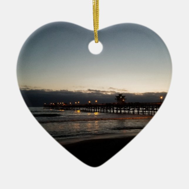 san clemente pier nachtszeit ozeanische kalifornia keramikornament (Vorne)