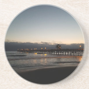 san clemente pier nachtszeit ozeanische kalifornia sandstein untersetzer