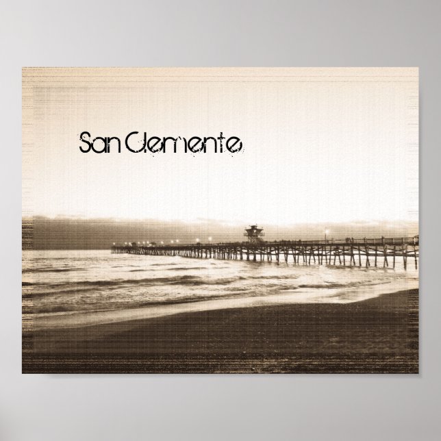 San Clemente Pier Vintag California Foto Poster (Vorne)