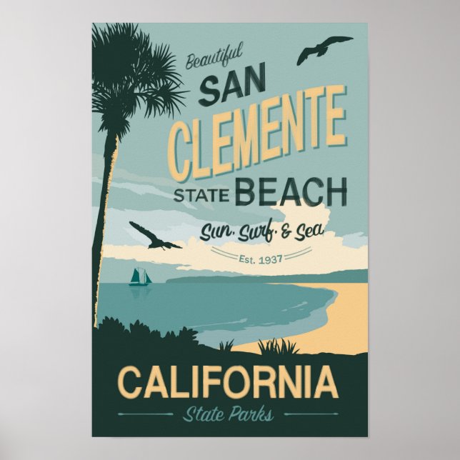 San Clemente Staat Beach Travel Poster (Vorne)