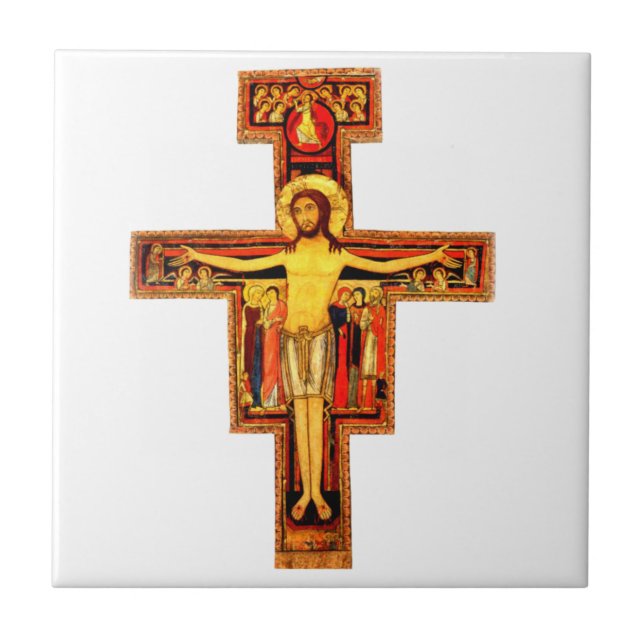 San Damiano Crucifix Cross Keramik Tile Fliese (Vorderseite)