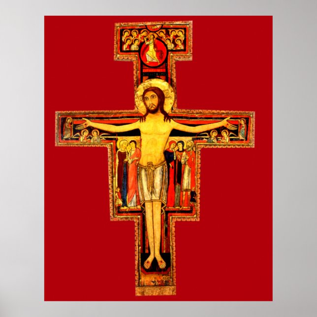 San Damiano Red Crucifix Poster Extra Groß (Vorne)