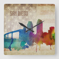 San Diego, Aquarell-Stadt-Skyline CAs |