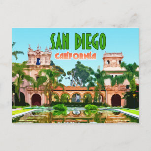 San Diego Balboa Park Vintag Postkarte