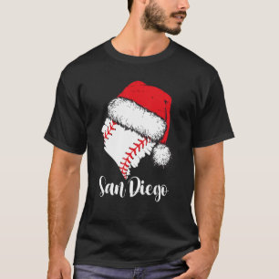San Diego Baseball Herz Santa Hut Frohe Weihnachte T-Shirt