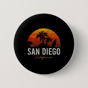 San Diego Beach California Palmen Urlaub Surf Button
