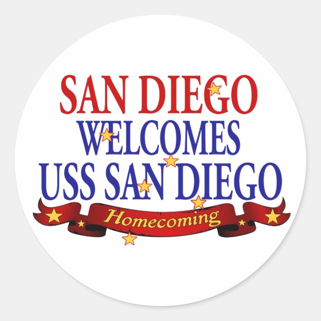 San Diego begrüßt USS San Diego Runder Aufkleber (Vorderseite)