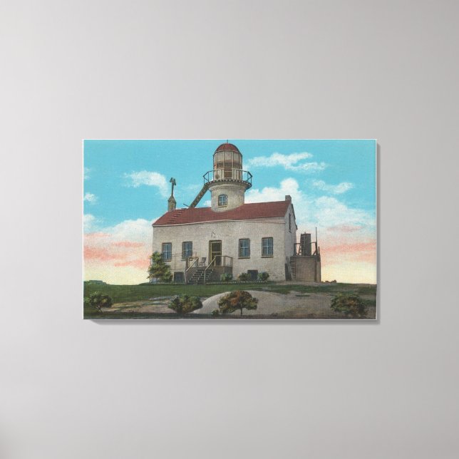 San Diego, CA - Altspanischer Leuchtturm bei Leinwanddruck (Vorderseite)