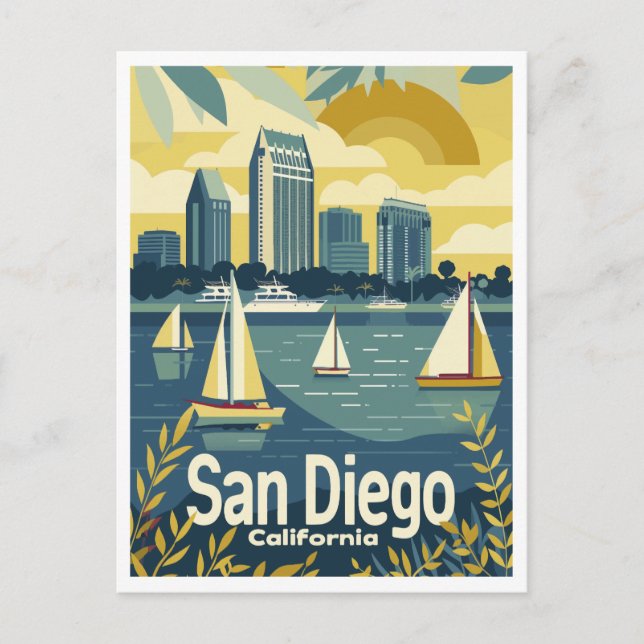 San Diego CA - Blick über die Bucht Postkarte (Vorderseite)