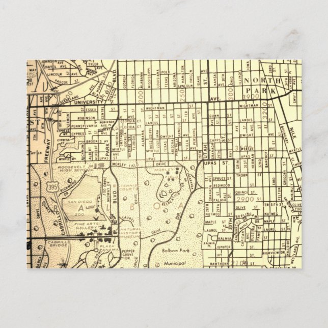 San Diego, CA Carte Vintage (Devant)