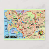 San Diego CA Karte Postkarte