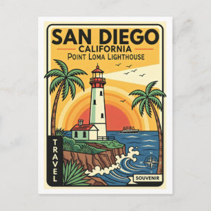 SAN DIEGO CA Point Loma Leuchtturm Retro 1950er Ja Postkarte