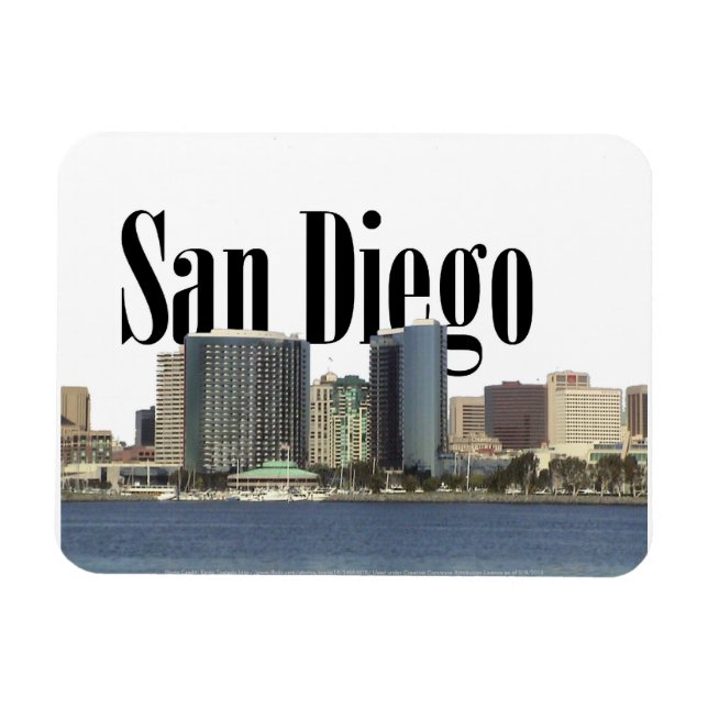 San Diego CA Skyline mit San Diego im Himmel Magnet (Horizontal)
