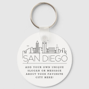 San Diego, CA Stylized Skyline  Benutzerdefinierte Schlüsselanhänger