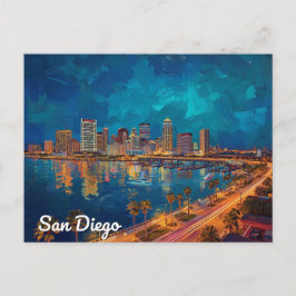 San Diego CA Waterfront City Art Postkarte