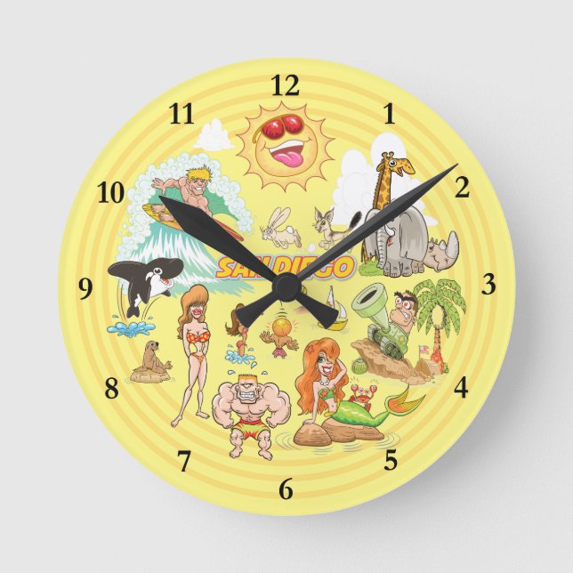 San Diego California Acryluhr Runde Wanduhr (Vorderseite)