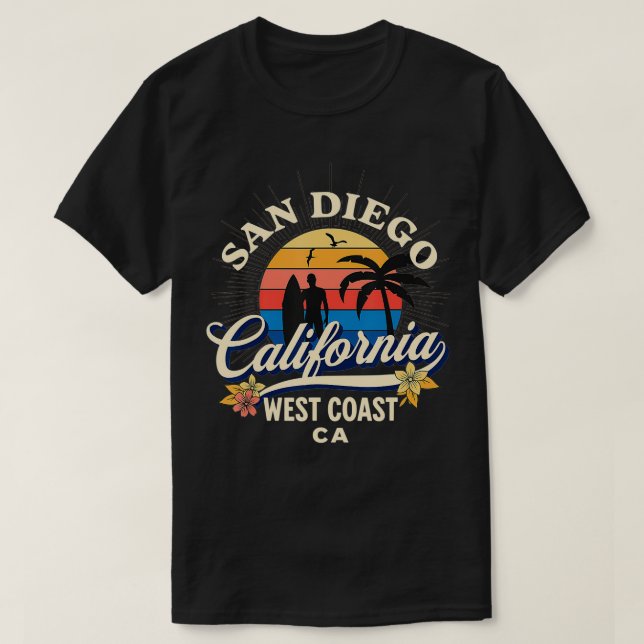 San Diego California Beach Surf Summer Vacation VI T-Shirt (Design vorne)