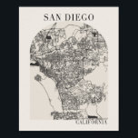 San Diego California Boho Arch Street Karte Poster<br><div class="desc">San Diego California Boho Minimal Arch Full Beige Color Street Karte</div>