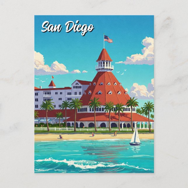 San Diego California Coronado Hotel Postkarte (Vorderseite)
